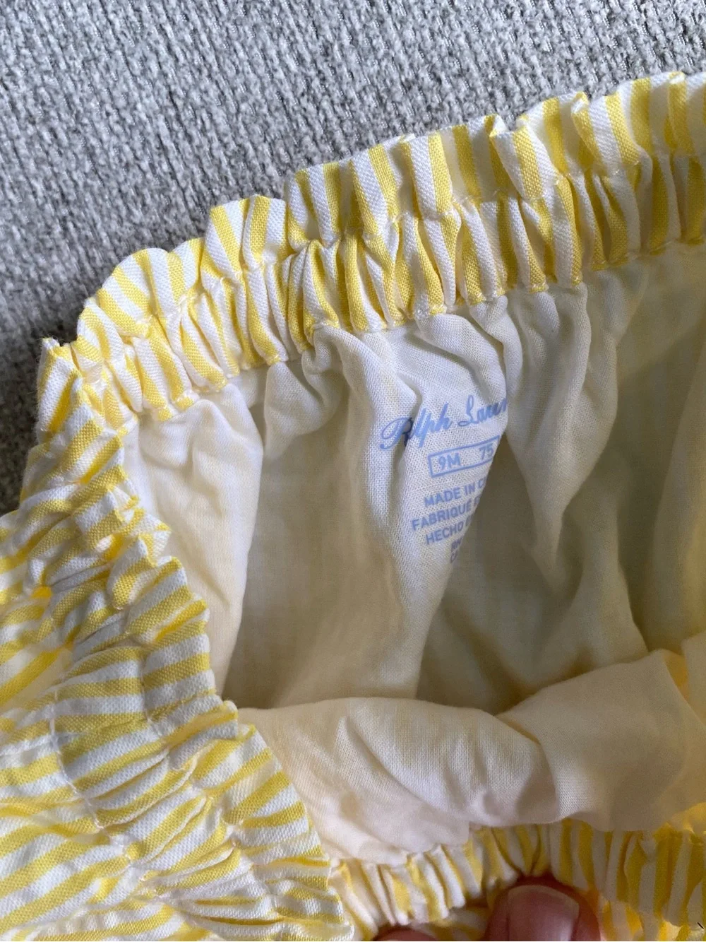 Ralph Lauren Yellow Striped Embroidered Daisy Baby Bloomer Shorts